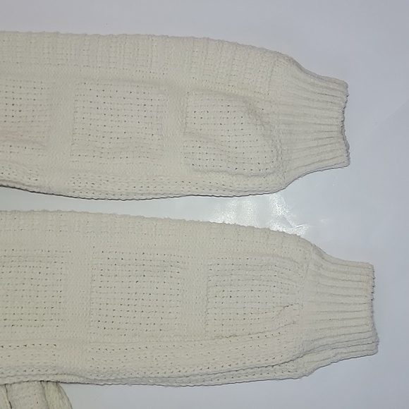 LULU'S Patchwork It Cream Cable Knit Cutout Sweater Dress/ M. - Picture 12 of 14